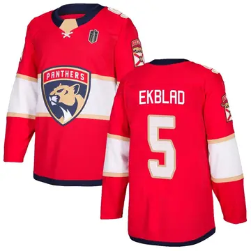 Men's Aaron Ekblad Florida Panthers ＃5 Authentic Red Home 2025 Stanley Cup Final Jersey