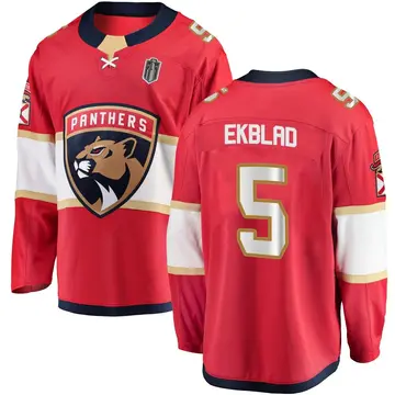 Men's Aaron Ekblad Florida Panthers ＃5 Breakaway Red Home 2025 Stanley Cup Final Jersey