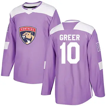 Men's A.J. Greer Florida Panthers ＃10 Authentic Purple Fights Cancer Practice Jersey