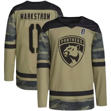 Men's Jacob Markstrom Florida Panthers ＃0 Authentic Camo Military Appreciation Practice 2025 Stanley Cup Final Jersey