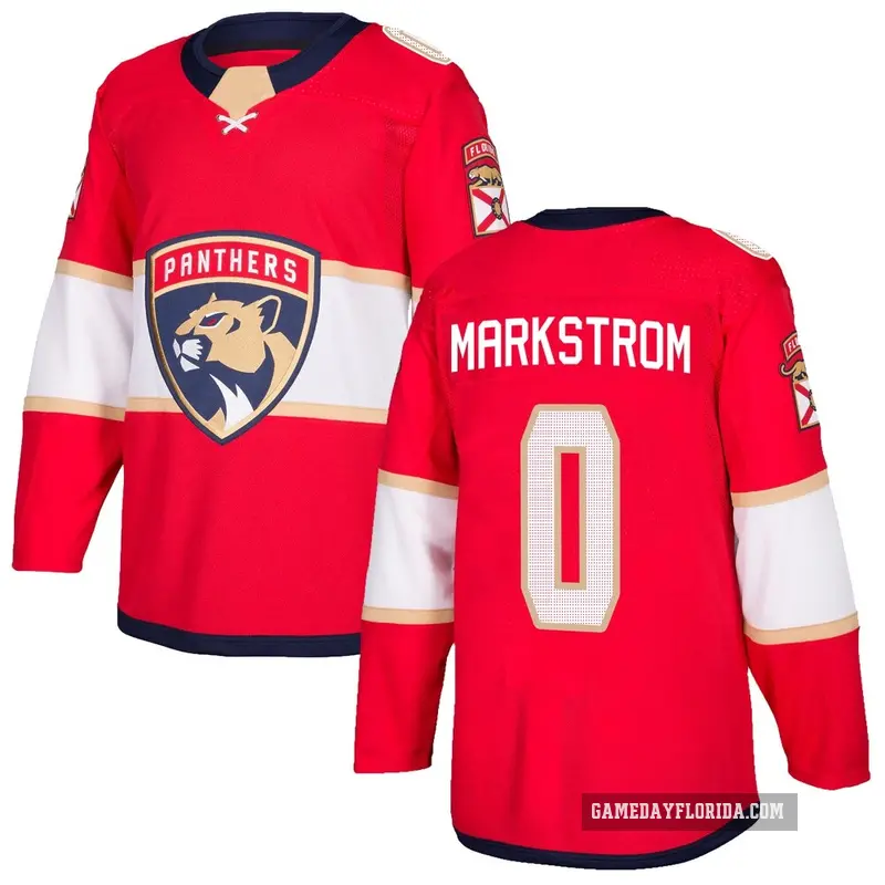 Men's Jacob Markstrom Florida Panthers ＃0 Authentic Red Home Jersey