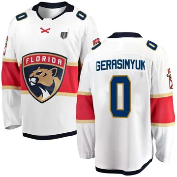 Men's Kirill Gerasimyuk Florida Panthers ＃0 Breakaway White Away 2025 Stanley Cup Final Jersey
