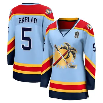 Women's Aaron Ekblad Florida Panthers ＃5 Breakaway Light Blue Special Edition 2.0 2025 Stanley Cup Final Jersey