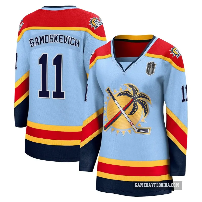 Women's Mackie Samoskevich Florida Panthers ＃11 Breakaway Light Blue Special Edition 2.0 2025 Stanley Cup Final Jersey