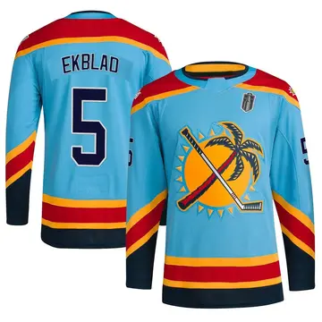 Youth Aaron Ekblad Florida Panthers ＃5 Authentic Light Blue Reverse Retro 2.0 2025 Stanley Cup Final Jersey