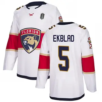 Youth Aaron Ekblad Florida Panthers ＃5 Authentic White Away 2025 Stanley Cup Final Jersey
