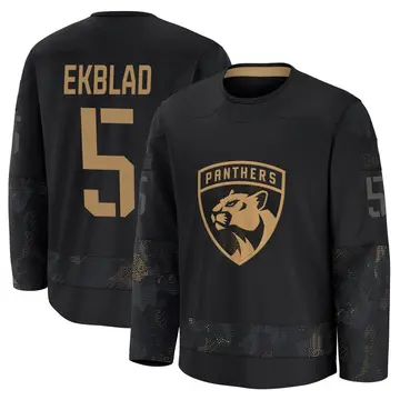 Youth Aaron Ekblad Florida Panthers ＃5 Premium Black 2024 Military Appreciation Practice Jersey